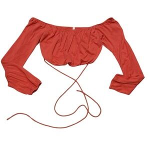 Chocolate USA Coral Off Shoulder Wrap Crop Top Long Sleeve Small Made in USA